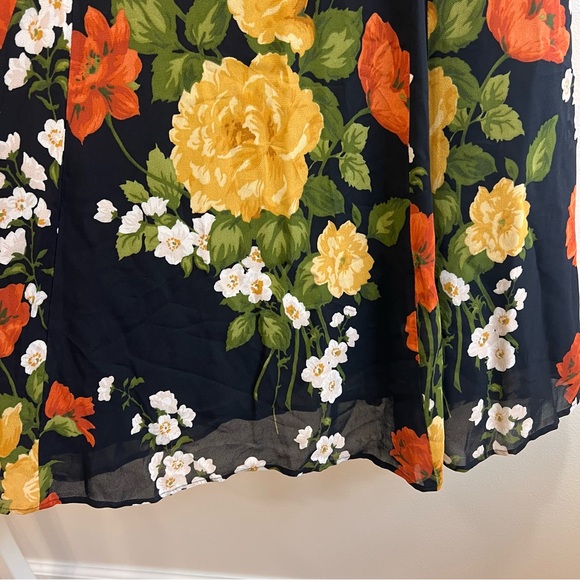 Reformation Nadira Floral Georgette Midi Dress Luisa Black Yellow Tie Straps, 4 - Picture 6 of 16